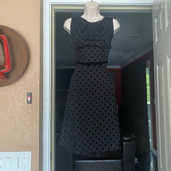 *Vintage Rockabilly Audrey Hepburn 60s Style*Little Black Dress*Polka Dot*Elle - Picture 4 of 9